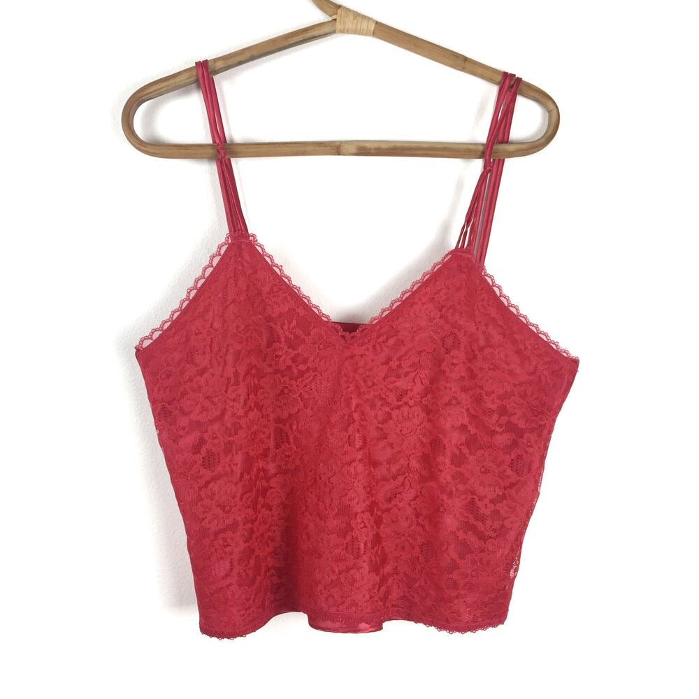 Vintage Victoria’s Secret gold label red lace camisole slip tank top size Large